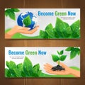 Ecology Horizontal Banner Set Royalty Free Stock Photo