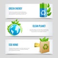 Ecology Horizontal Banners In Paper Design Royalty Free Stock Photo