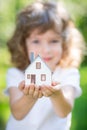 Ecology house in hands Royalty Free Stock Photo