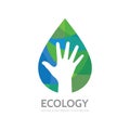 Ecology human hand concept business logo design. Abstract green leaves. Nature symbol. Royalty Free Stock Photo