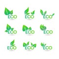 Ecology icon set. Eco-icons. Green leaf on white background Royalty Free Stock Photo