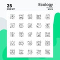 25 Ecology Icon Set. 100% Editable EPS 10 Files. Business Logo Concept Ideas Line icon design Royalty Free Stock Photo