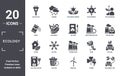 ecology icon set. include creative elements as solar plug, eco volunteer, recycling factory, power plant, dust bin, house filled Royalty Free Stock Photo
