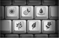 Ecology Icons on Computer Keyboard Buttons