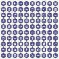 100 ecology icons hexagon purple Royalty Free Stock Photo