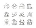Ecology icons outline line set. Environment pollution vector illustration element Royalty Free Stock Photo