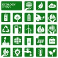 Ecology icons set. Environment protection. Alternative renewable energy. Global warming. Decarbonation. Eco friendly block flat Royalty Free Stock Photo