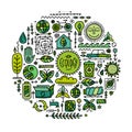 Ecology icons set. Global environment and recycling
