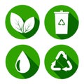 Ecology icons set. Green color. Flat design. Vector illustration. EPS 10 Royalty Free Stock Photo