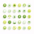 Ecology icons set. Vector illustration. Green round buttons with icons Royalty Free Stock Photo