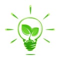 Ecology idea green bulb with plant vector illustration. Ecology concept green energy. Ecological energy vector symbol. Royalty Free Stock Photo