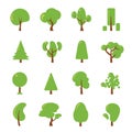 Ecology illustrations set. Flat pictures of green tree