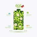 Ecology infographic battery symbol shape design.save nature