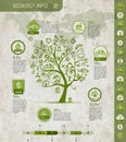 Ecology infographics with green tree, sketch for yuor design Royalty Free Stock Photo