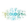 Ecology lifestyle, green energy, recycle. Icons. Vector design template in linear style