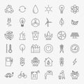 Ecology Line Art Design Icons Big Set