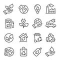 Ecology line art icon set, nature and environment