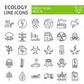 Ecology line icon set, eco symbols collection, vector sketches, logo illustrations, energy signs linear pictograms Royalty Free Stock Photo