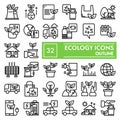 Ecology line icon set, environment symbols collection, vector sketches, logo illustrations, eco signs linear pictograms Royalty Free Stock Photo