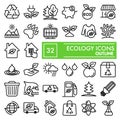 Ecology line icon set, environment symbols collection, vector sketches, logo illustrations, nature signs linear Royalty Free Stock Photo