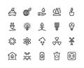 Ecology line icons. Eco nature green environment green water solar wind energy earth climate waste recycle