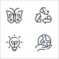 Ecology line icons. linear set. quality vector line set such as save the planet, light bulb, recycling Royalty Free Stock Photo