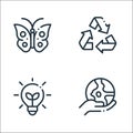 Ecology line icons. linear set. quality vector line set such as save the planet, light bulb, recycling Royalty Free Stock Photo