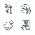 ecology line icons. linear set. quality vector line set such as save, rain, bicycle