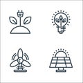 ecology line icons. linear set. quality vector line set such as solar panel, wind power, innovation