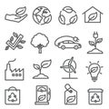 Ecology line icons set on white background