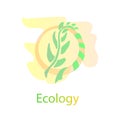 Ecology logo design concept vector. Stylized wheat and ribbon. In light pastel colors.