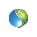 Ecology logo. Eco world green leaf energy saving lamp symbol. Ec Royalty Free Stock Photo