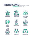 Ecology - modern color vector single line icon set Royalty Free Stock Photo