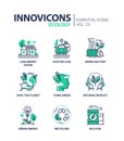 Ecology - modern color vector single line icons set