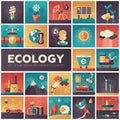 Ecology - modern flat design isquare icons Royalty Free Stock Photo