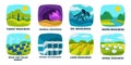 Ecology, natural resources isolated icons, finite or renewable sources Royalty Free Stock Photo