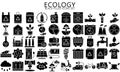 Ecology and Nature black filled Icons set Royalty Free Stock Photo