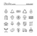 Ecology, nature, clean energy, recycling and more, thin line icons set Royalty Free Stock Photo