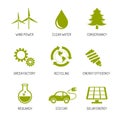 Ecology and nature conservation icons flat design Royalty Free Stock Photo