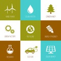 Ecology and nature conservation icons flat designed