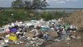 Ecology of nature, unorganized garbage dump. Ukraine, coast of the Khadzhibey estuary Khadzhibeyskyi Liman