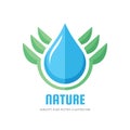 Ecology nature - vector logo concept illustration. Abstract green leaves and water drop sign. Organic product symbol. Royalty Free Stock Photo