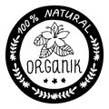 Ecology, organic icon. 100% natural organik. Royalty Free Stock Photo