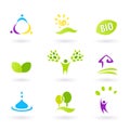 Ecology & people nature friendly BIO icons set Royalty Free Stock Photo