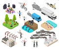 Ecology Pollution Sign 3d Icon Set Isometric View. Vector