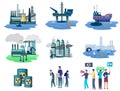 Ecology pollution sources set, vector isolated illustration