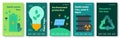 Ecology posters. Recycle banners. Green icons, environment, zero waste, nature or eco earth, simple conservation. Vector Royalty Free Stock Photo