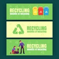 Ecology posters with trash bins, recycle sign Royalty Free Stock Photo