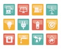 Ecology, power and energy icons over colored background Royalty Free Stock Photo