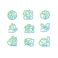 Ecology protection program pixel perfect gradient linear vector icons set
